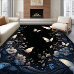 Midnight Floral Butterfly Garden Rug