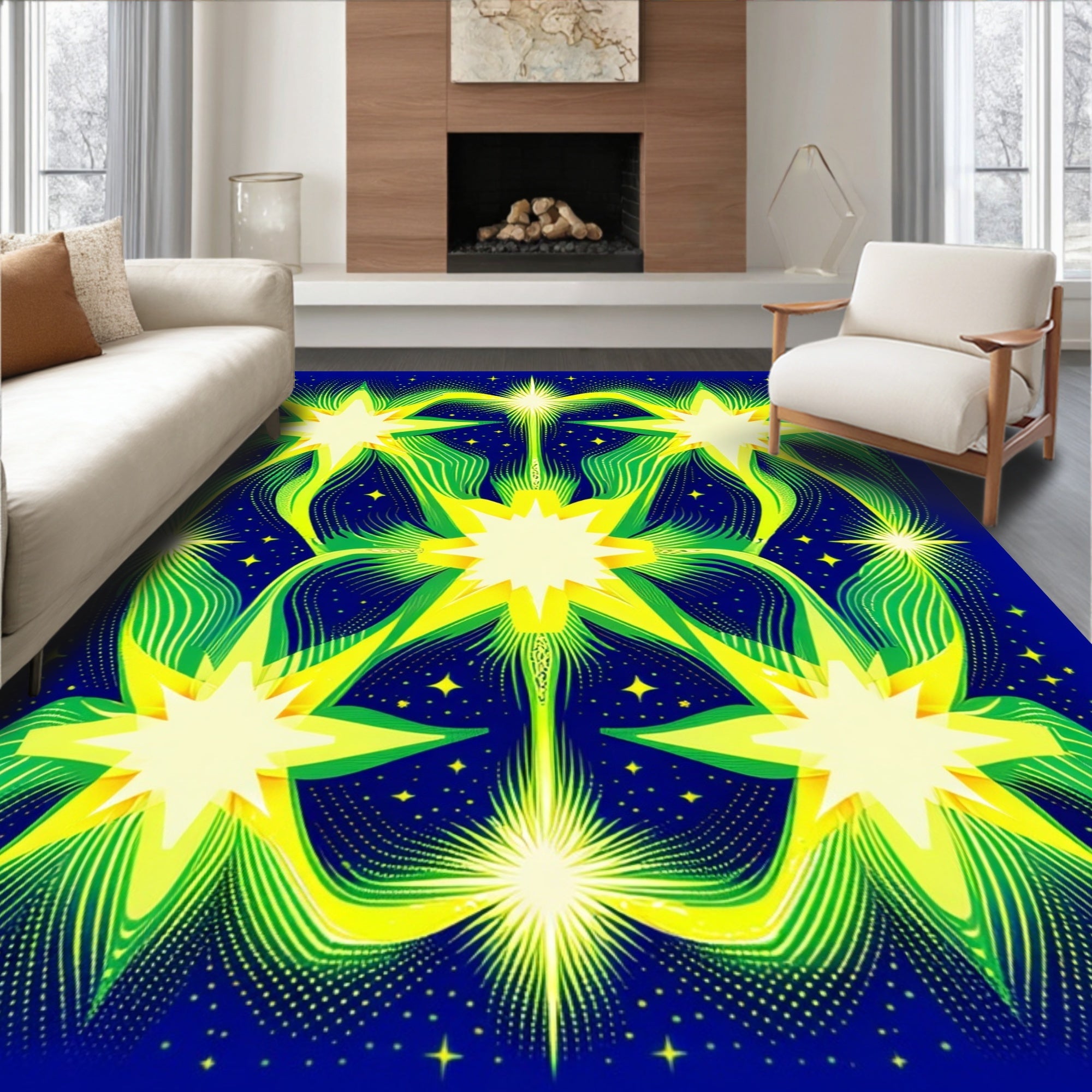 Celestial Starburst Pattern Design Rug