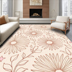 Charming Outline Floral And Star Pattern Rug