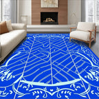 Art Nouveau Blue Figure Pattern Rug