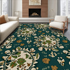 Emerald Floral Medallion Pattern Rug
