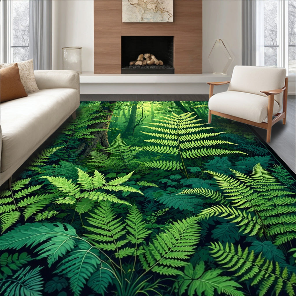 Lush Forest Fern Pattern Design Rug