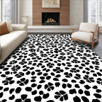 Black White Scattered Floral Pattern Rug