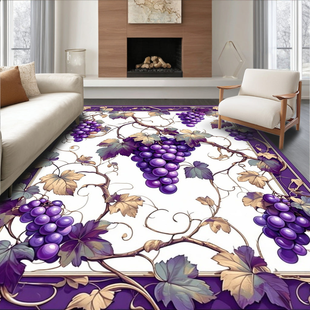 Purple Grapes Vine Pattern Rug