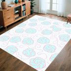 Whimsical Blue Floral Swirl Pattern Rug