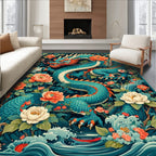 Dragon Flower Garden Pattern Design Rug