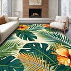 Tropical Hibiscus Leaf Pattern Rug