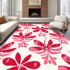 Bold Red Floral Motif Rug