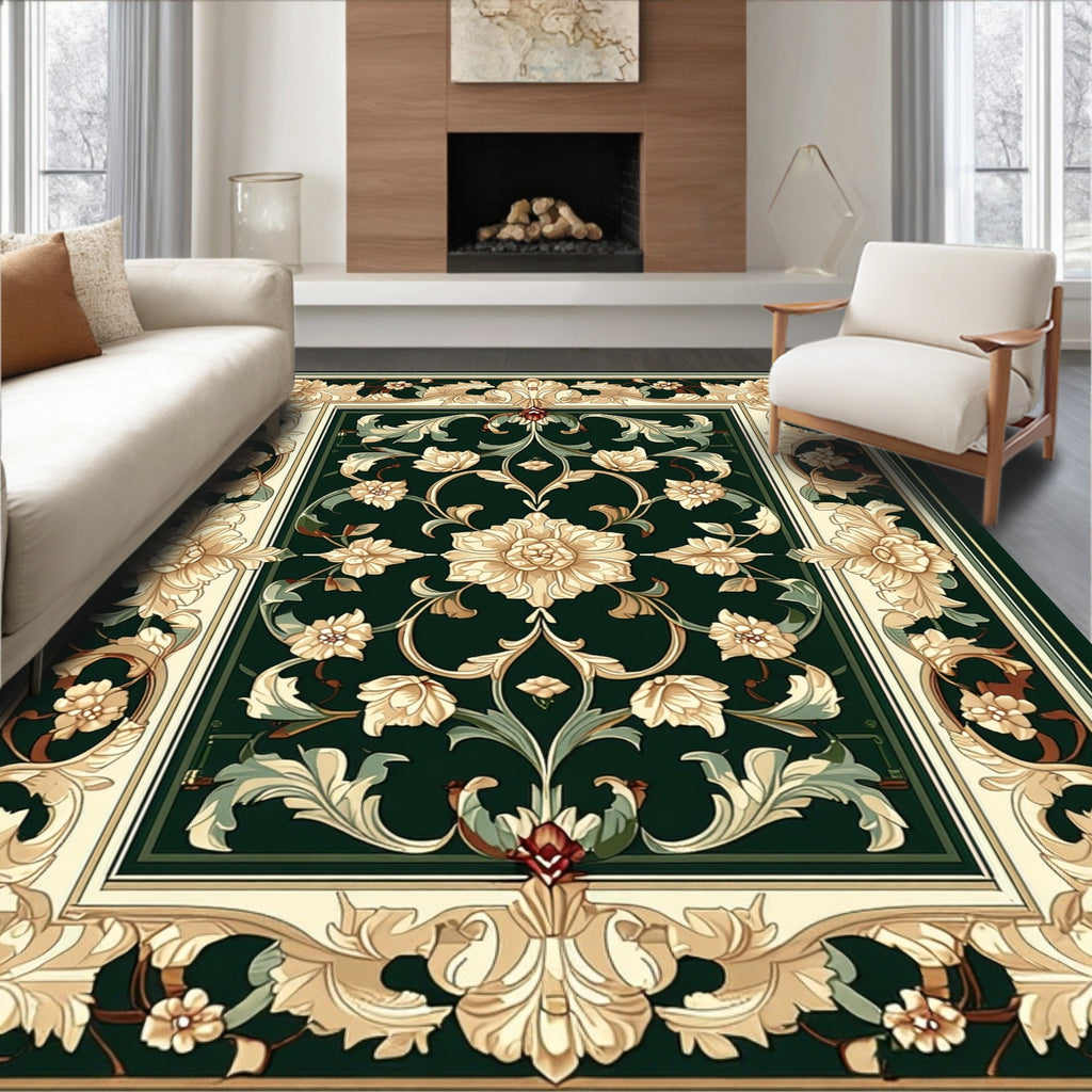 Ornate Floral Vine Persian-Inspired Rug