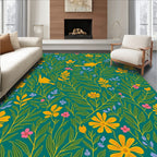 Golden Birds Botanical Garden Pattern Rug
