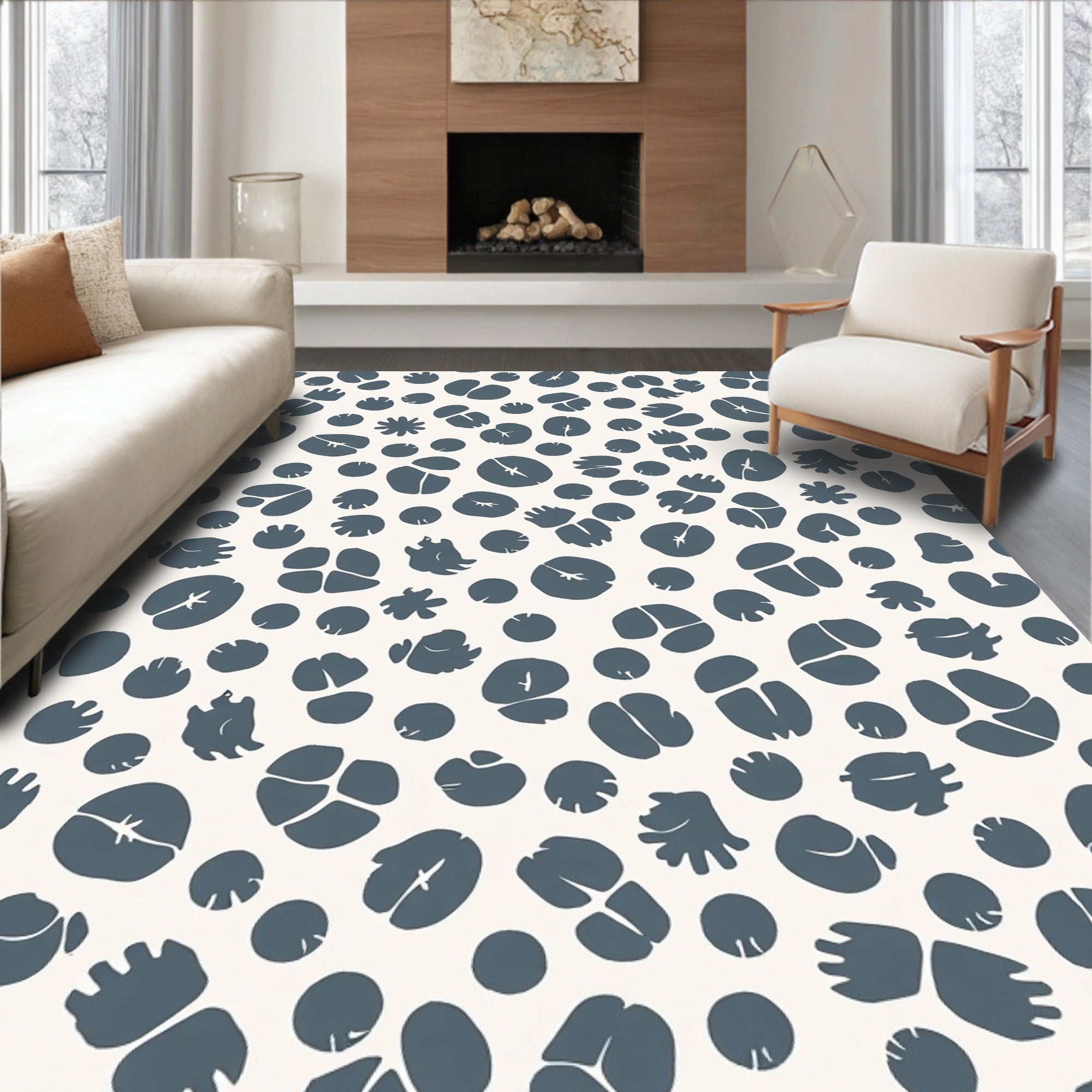 Abstract Botanical Cell Pattern Rug