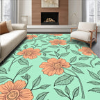 Peachy Floral Vine Pattern Rug