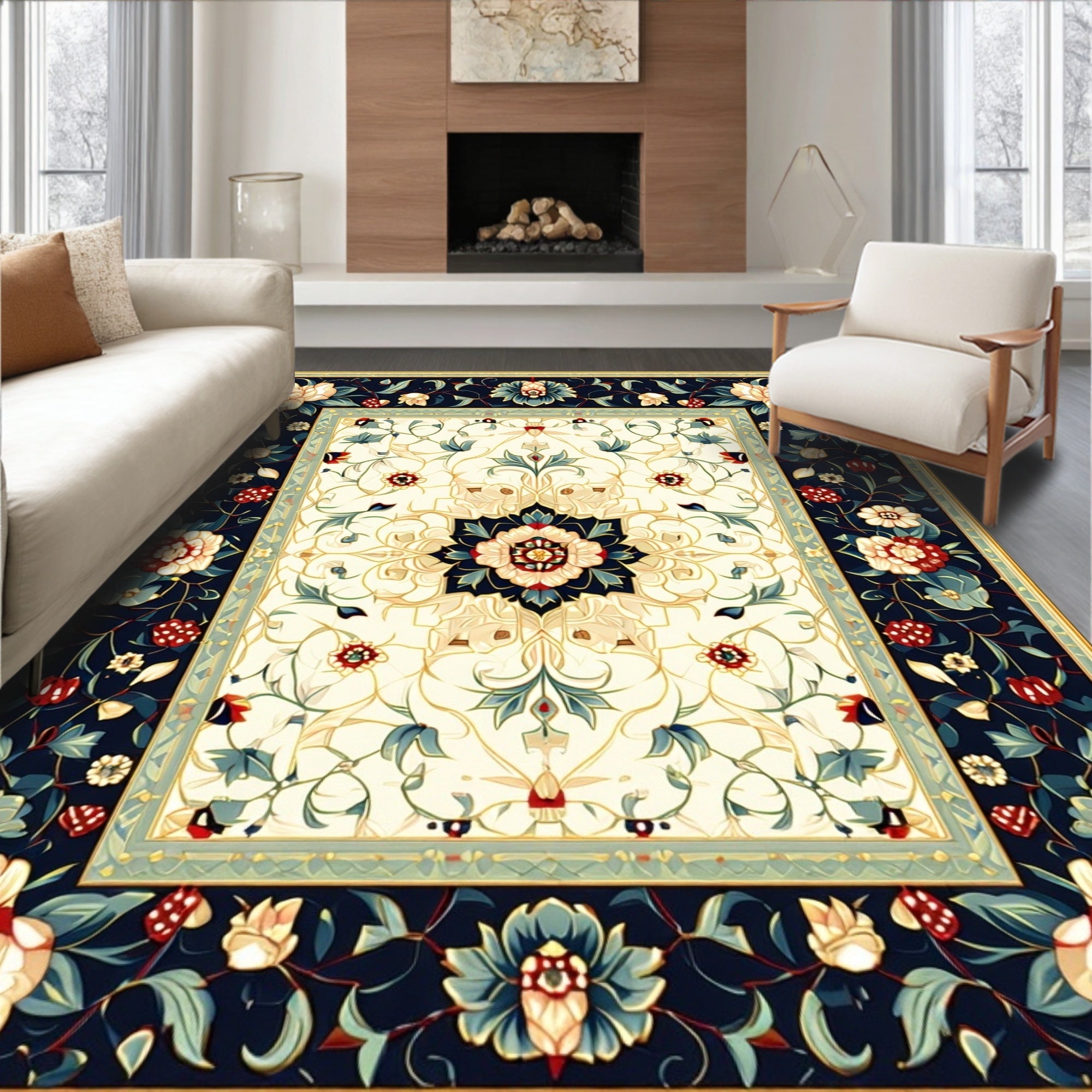 Floral Vines Decorative Rug