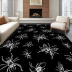 White Insects Sketch Pattern Rug