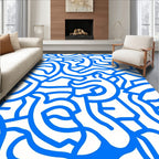 Blue Wavy Abstract Pattern Rug