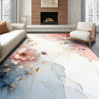 Abstract Floral Art With Gold Accents Rug
