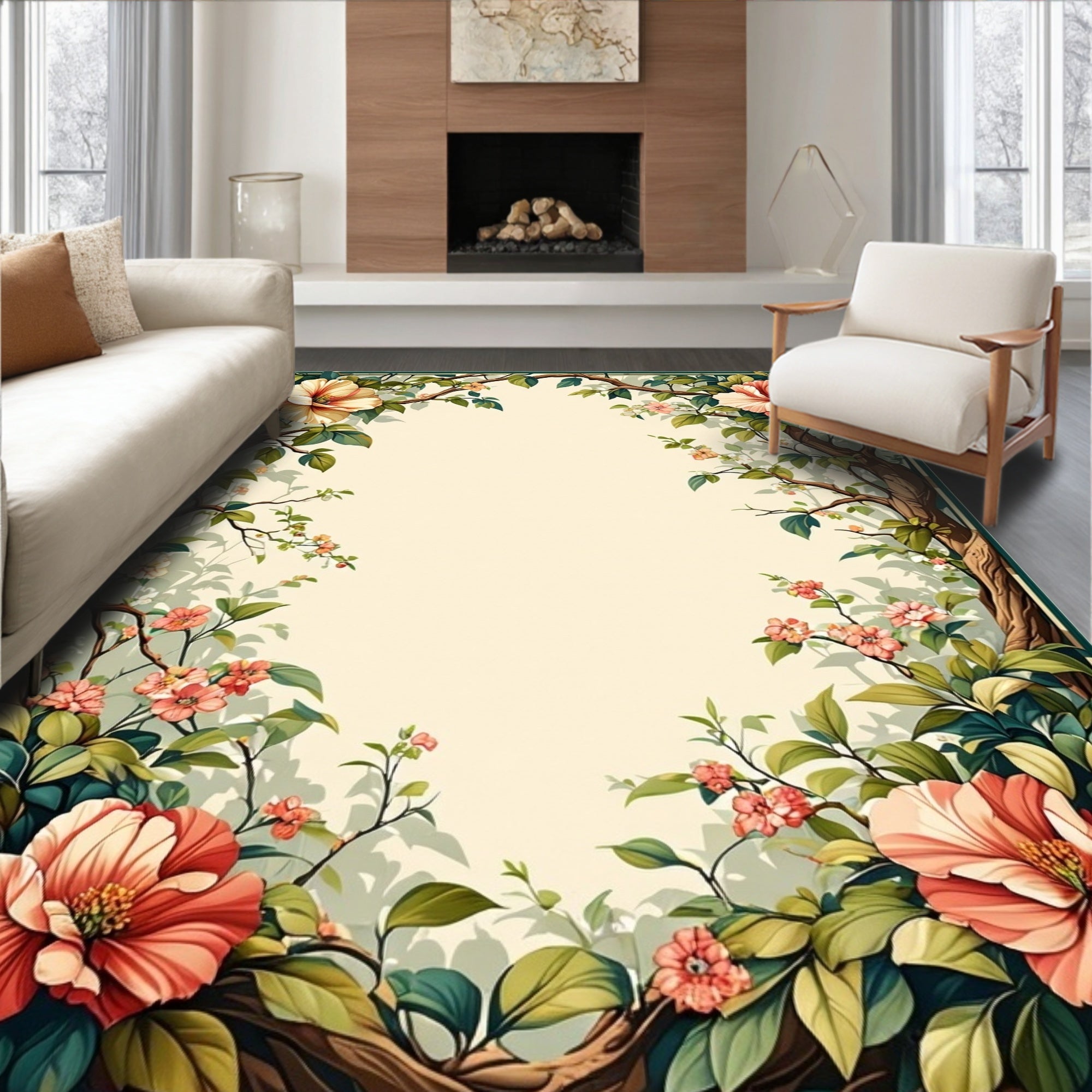 Enchanting Floral Vine Garden Design Rug