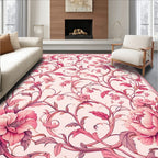 Ornate Pink Floral Vine Pattern Rug