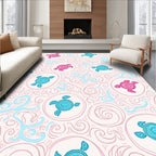 Cute Turtle Pattern with Swirls Rug