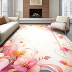 Floral Swirls Blush Pink Art Rug