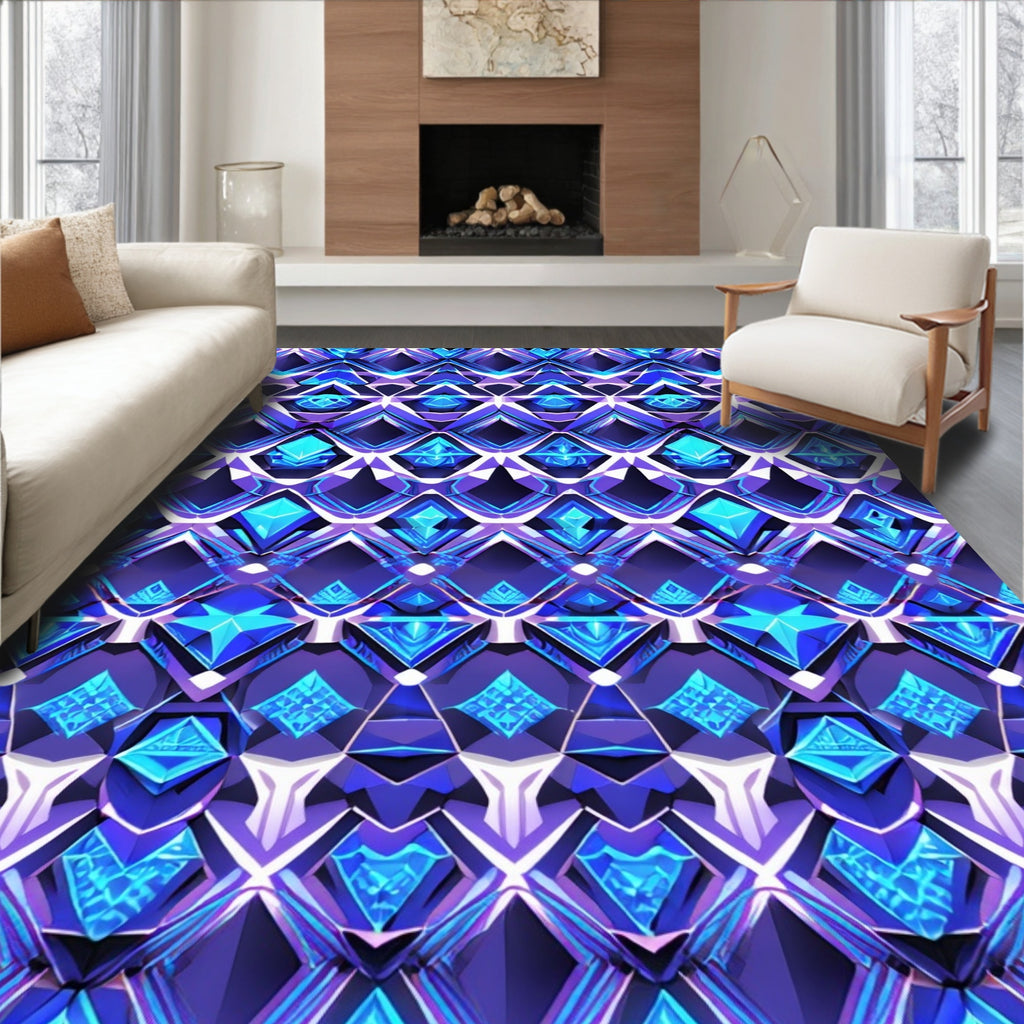 Intricate Geometric Crystal Pattern Design Rug