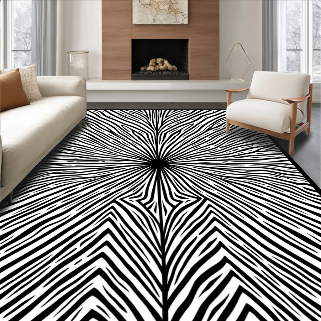 Bold Radial Wood Grain Pattern Rug