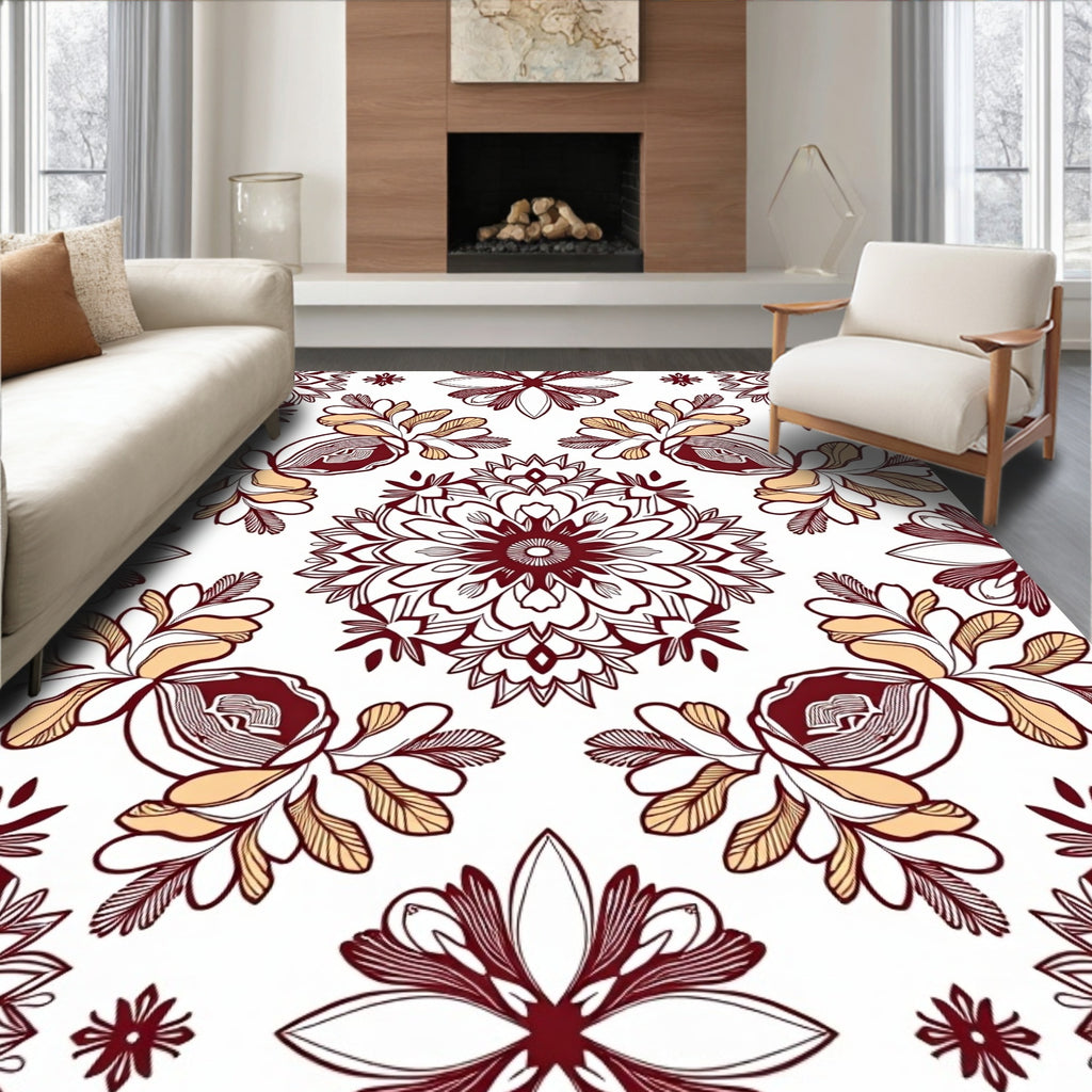 Intricate Floral Medallion Pattern Design Rug