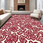 Ornate Red Floral Vine Pattern Rug