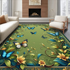 Enchanted Butterfly Floral Garden Rug
