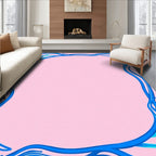 Flowing Cobalt Blue Swirl Border Rug