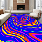 Vibrant Swirl Blue Rainbow Rug
