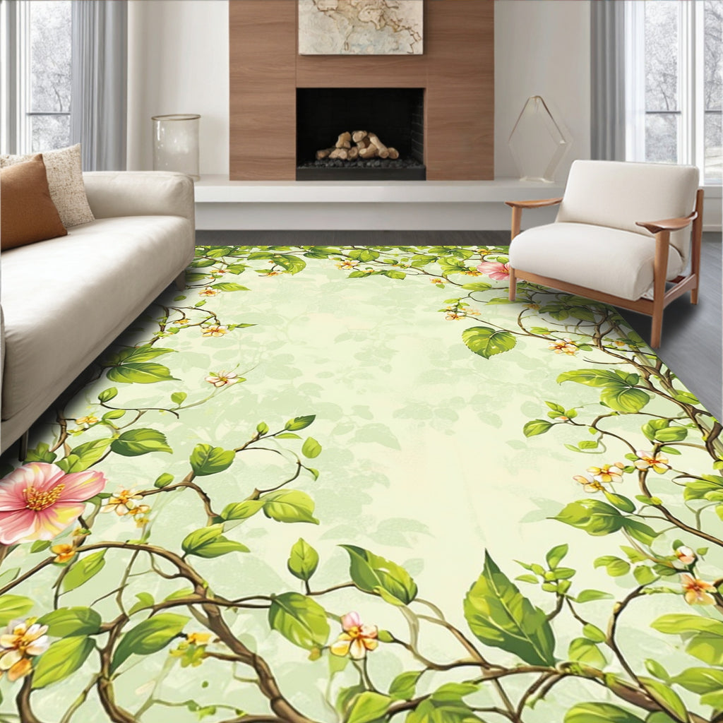Vines And Blossoms Nature Pattern Rug