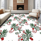 Rustic Red Green Foliage Swirls Rug