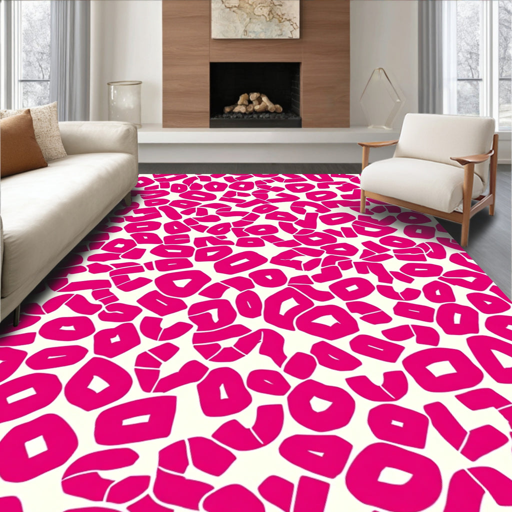 Bold Pink Abstract Animal Print Rug