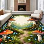 Enchanting Woodland Mushroom Garden Path Rug