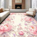 Soft Pink Floral Vines Pattern Rug