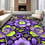 Bold Floral Purple Lime Green Pattern Rug