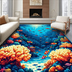 Vibrant Coral Reef Fish Pattern Rug