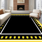 Bold Yellow Geometric Bordered Rug