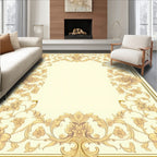 Elegant Golden Floral Scrollwork Frame Rug
