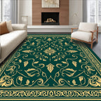 Elegant Golden Floral Vine Design Rug