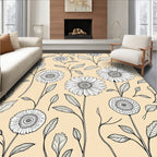 Outline Daisy Botanical Patterned Rug