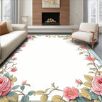Pink Rose Floral Vine Pattern Rug