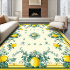 Lemon Blossom Floral Scroll Border Rug