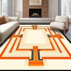 Modern Geometric Orange Deco Frame Rug