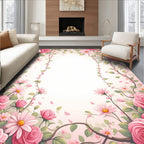 Whimsical Pink Floral Vine Arrangement Rug