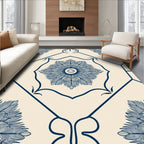 Chinoiserie Blue Floral Medallion Pattern Rug