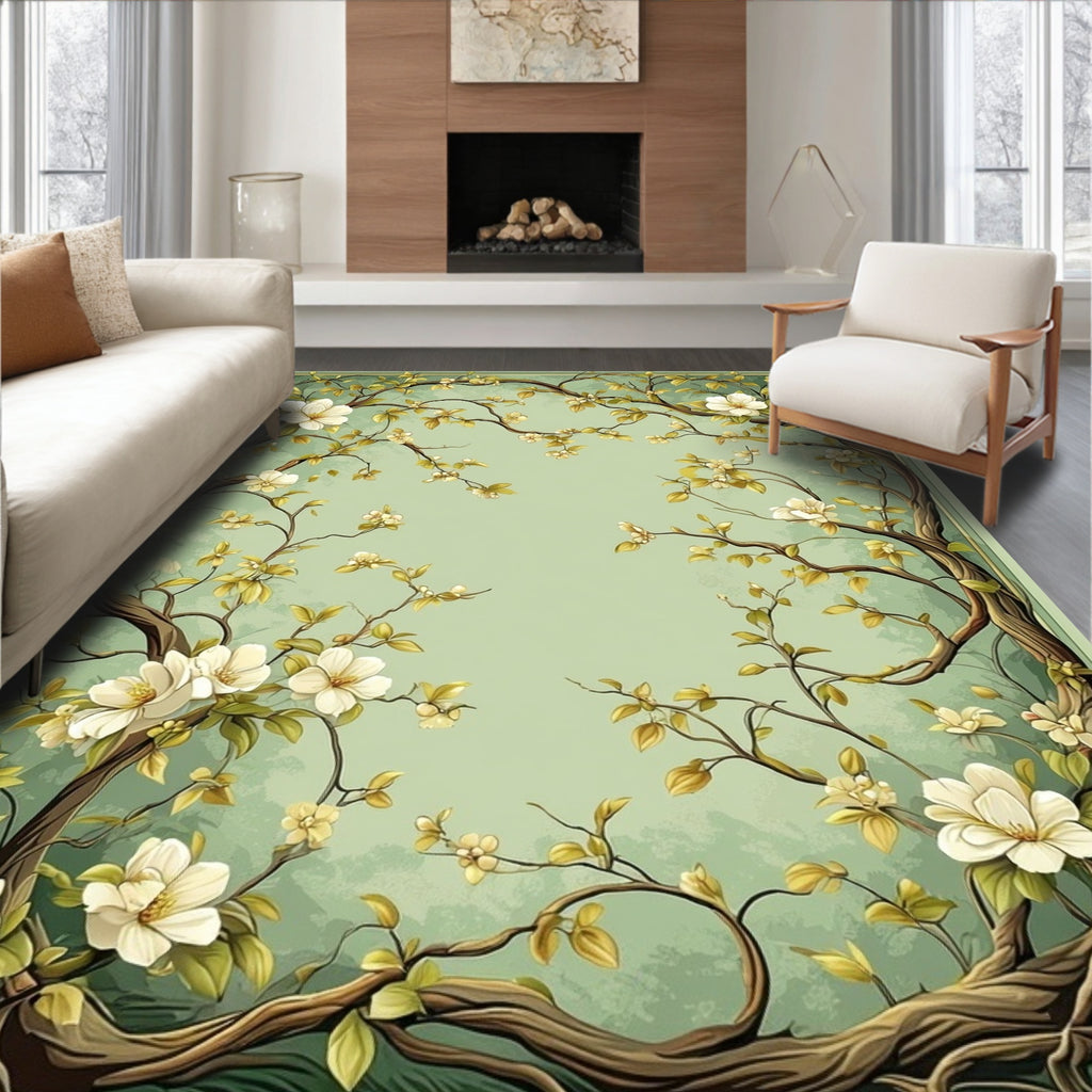 Enchanting Floral Tree Branch Design Rug