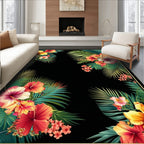 Tropical Floral Leaf Pattern Rug