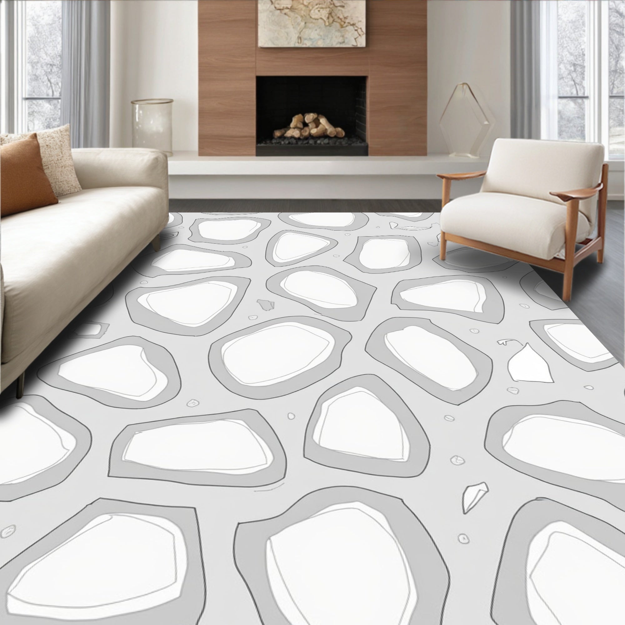 Abstract Stone Pattern Rough Design Rug